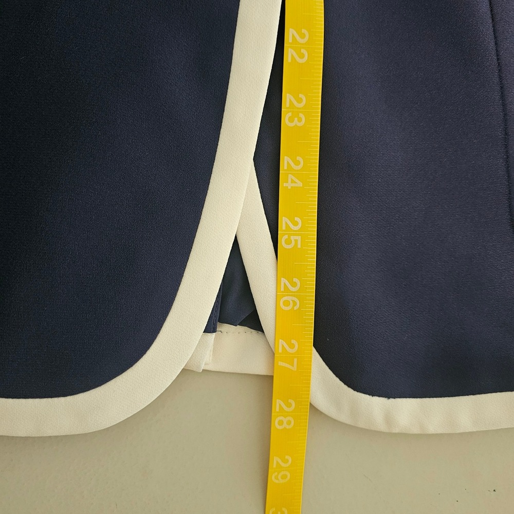 Lauren Ralph Lauren Georgette Blazer Women 16 Navy Blue Crest Trim Nautical - Picture 8 of 9